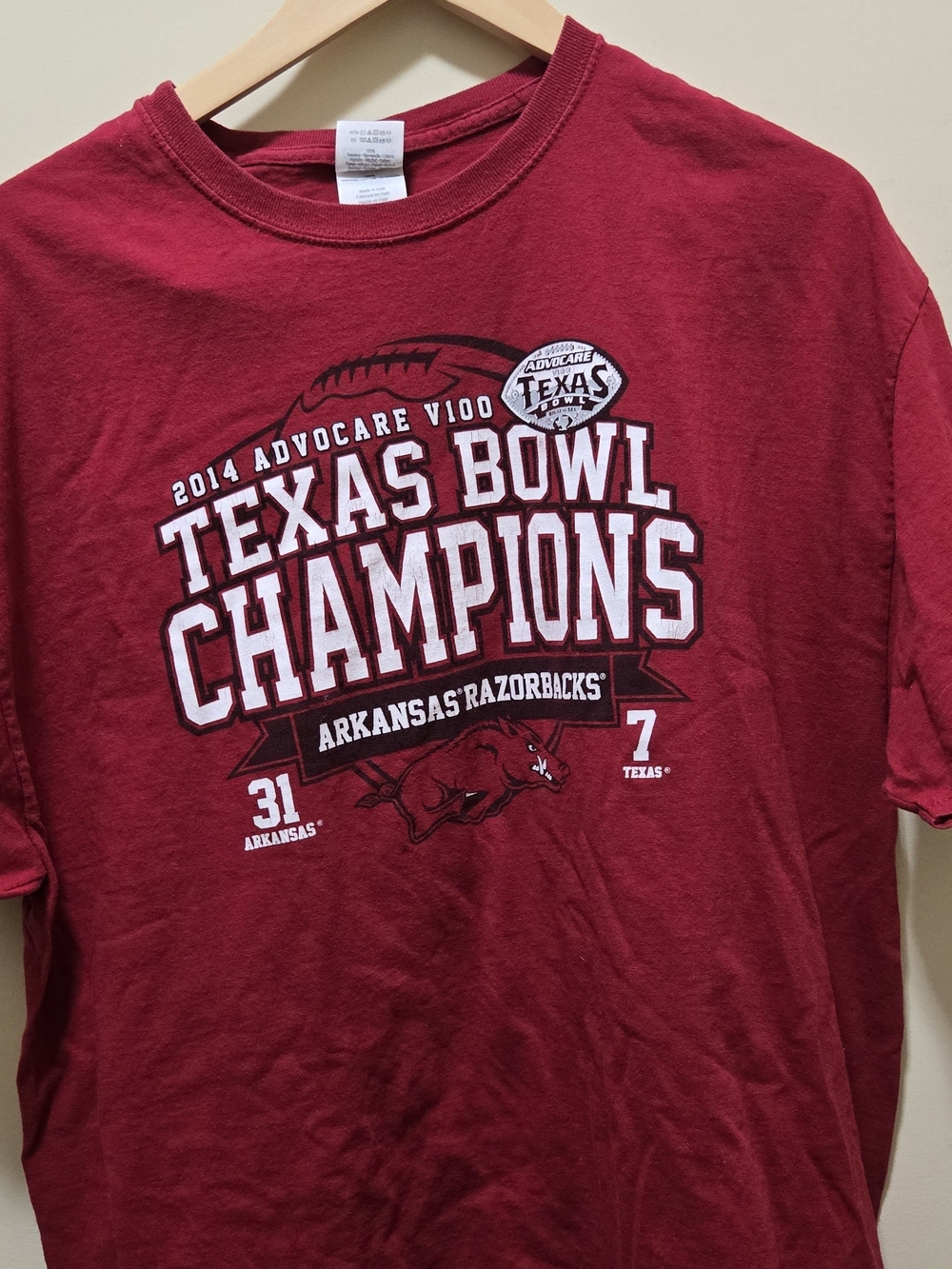 Gildan Red Arkansas Razorbacks Texas Bowl Champions Graphic Tee